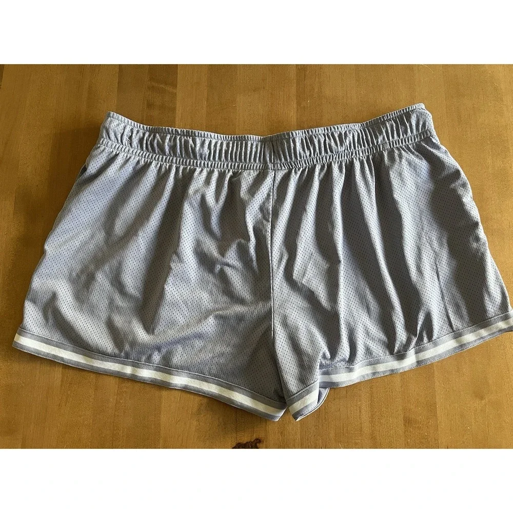 Nike Sportswear Essentials Mesh‎ Mid-Rise Shorts Blue Gray Women's XL Drawstring